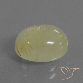 Cuarzo rutilo Amarillo medio natural de 3.38 ct, Ovalada, Translúcido