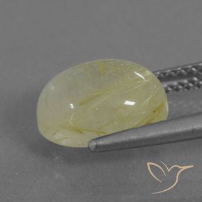 Cuarzo rutilo Amarillo medio natural de 3.38 ct, Ovalada, Translúcido