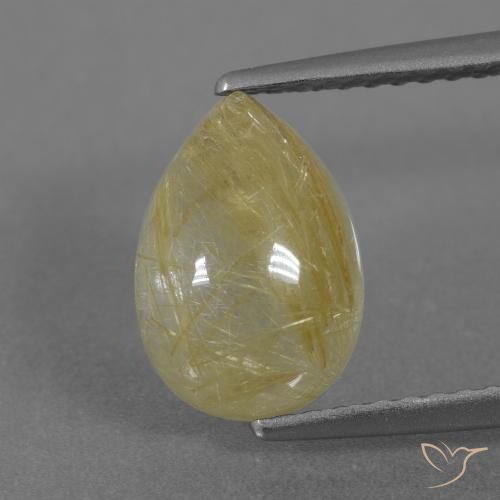 3.05ct Natural Amarillo medio Cuarzo rutilo, En forma de pera, Transparente