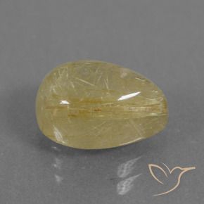 Cuarzo rutilo Amarillo medio natural de 3.05 ct, En forma de pera, Transparente