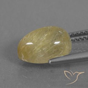 Cuarzo rutilo Amarillo medio natural de 3.05 ct, En forma de pera, Transparente