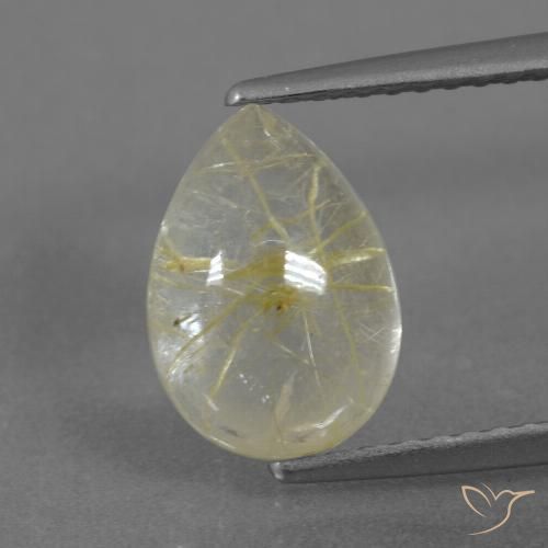 2.76ct Natural Amarillo claro Cuarzo rutilo, En forma de pera, Transparente