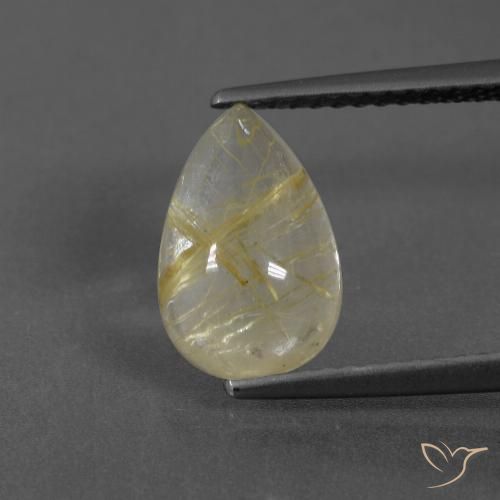 2.61ct Natural Amarillo terroso Cuarzo rutilo, En forma de pera, Transparente