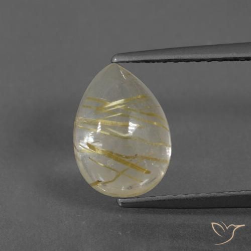 2.97ct Natural Amarillo terroso Cuarzo rutilo, En forma de pera, Transparente