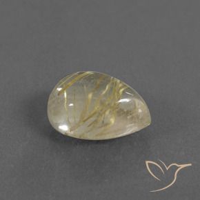 Cuarzo rutilo Amarillo terroso natural de 2.97 ct, En forma de pera, Transparente