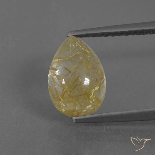 2.94ct Natural Amarillo cálido Cuarzo rutilo, En forma de pera, Transparente