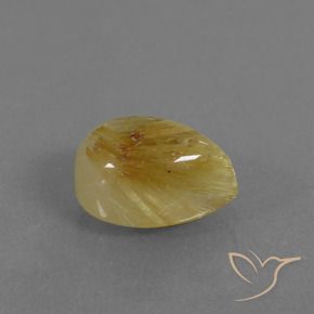 Cuarzo rutilo Amarillo dijón natural de 3.17 ct, En forma de pera, Translúcido