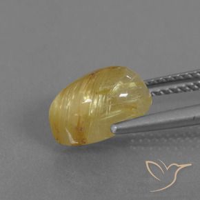 Cuarzo rutilo Amarillo dijón natural de 3.17 ct, En forma de pera, Translúcido
