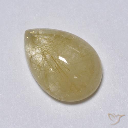 Cuarzo rutilo Amarillo terroso natural de 2.05 ct, En forma de pera, Transparente