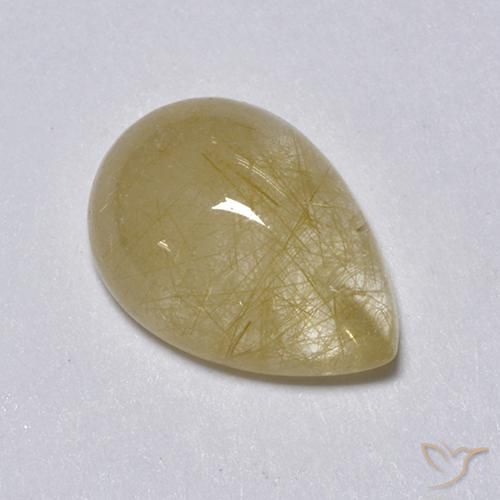 Cuarzo rutilo Amarillo terroso natural de 2.05 ct, En forma de pera, Transparente