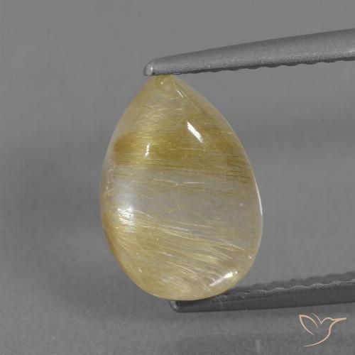 2.74ct Natural Amarillo dijón claro Cuarzo rutilo, En forma de pera, Transparente