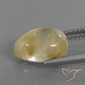 Cuarzo rutilo Amarillo dijón claro natural de 2.74 ct, En forma de pera, Transparente