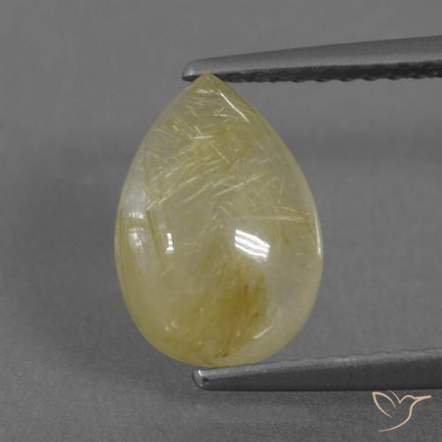 2.67ct Natural Amarillo medio Cuarzo rutilo, En forma de pera, Transparente