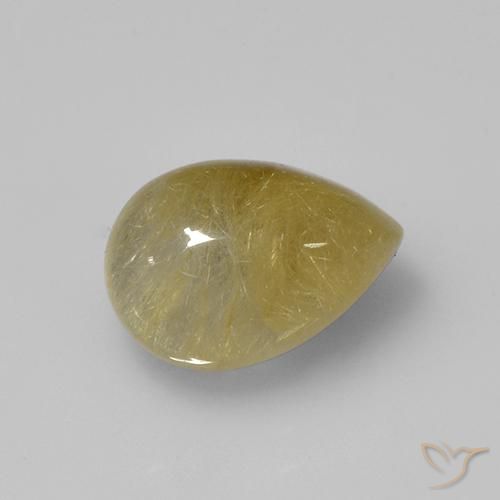 Cuarzo rutilo Amarillo terroso natural de 2.14 ct, En forma de pera, Transparente