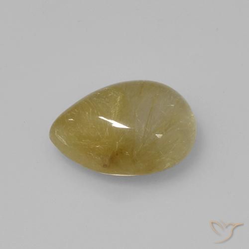 Cuarzo rutilo Amarillo terroso natural de 2.14 ct, En forma de pera, Transparente