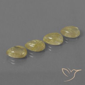 Gemas de Cuarzo rutilo Amarillo terroso claro natural de 9.03 ct, En forma de pera, Transparente