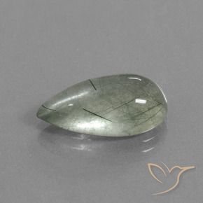 Cuarzo rutilo Verde claro natural de 6.41 ct, En forma de pera, Transparente