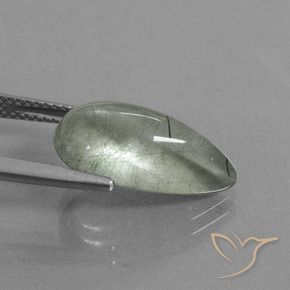 Cuarzo rutilo Verde claro natural de 6.41 ct, En forma de pera, Transparente