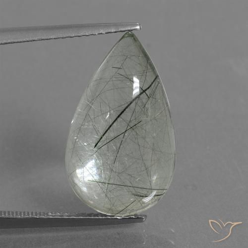9.75ct Natural Verde claro Cuarzo rutilo, En forma de pera, Transparente