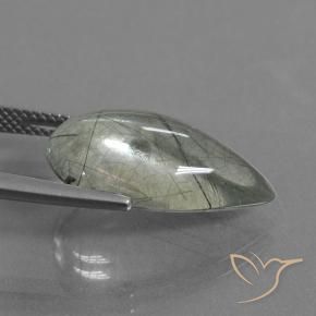 Cuarzo rutilo Verde claro natural de 9.75 ct, En forma de pera, Transparente
