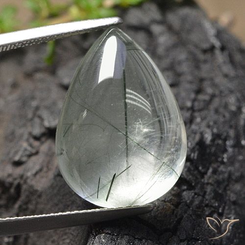 Cuarzo rutilo Verde claro natural de 15.25 ct, En forma de pera, Transparente
