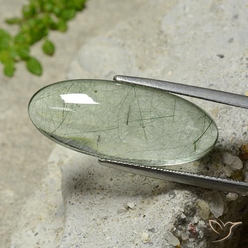 13.24ct Natural Verde claro Cuarzo rutilo, Ovalada, Transparente