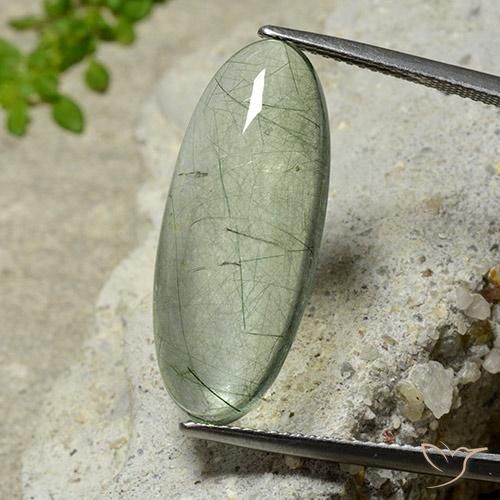 Cuarzo rutilo Verde claro natural de 13.24 ct, Ovalada, Transparente