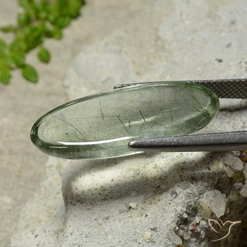 Cuarzo rutilo Verde claro natural de 13.24 ct, Ovalada, Transparente