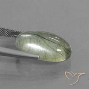 Cuarzo rutilo Verde claro natural de 10.99 ct, Ovalada, Transparente