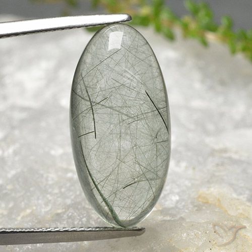11.39ct Natural Verde claro Cuarzo rutilo, Ovalada, Transparente
