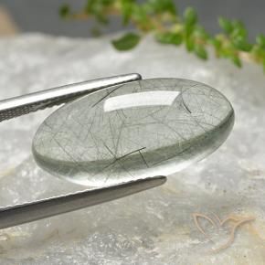 Cuarzo rutilo Verde claro natural de 11.39 ct, Ovalada, Transparente
