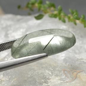 Cuarzo rutilo Verde claro natural de 11.39 ct, Ovalada, Transparente