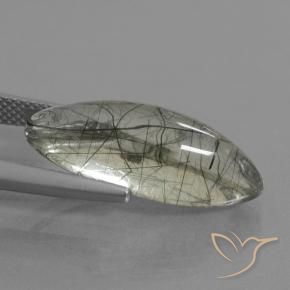 Cuarzo rutilo Verde claro natural de 9.05 ct, Marquesa, Transparente
