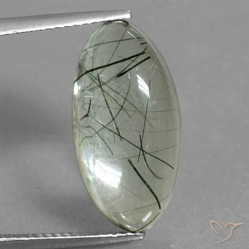 9.58ct Natural Verde claro Cuarzo rutilo, Ovalada, Transparente