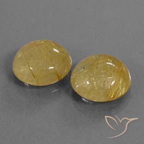 Gemas de Cuarzo rutilo Dorado medio natural de 8.46 ct, Redondo, Transparente