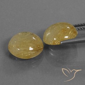 Gemas de Cuarzo rutilo Dorado medio natural de 8.46 ct, Redondo, Transparente