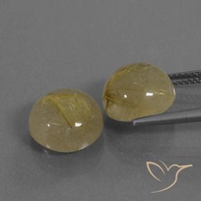 Gemas de Cuarzo rutilo Marrón-dorado muy claro natural de 11.08 ct, Redondo, Transparente