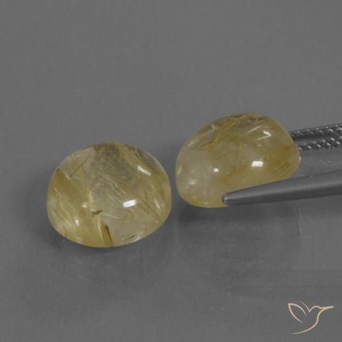 Gemas de Cuarzo rutilo Dorado medio natural de 10.74 ct, Redondo, Transparente