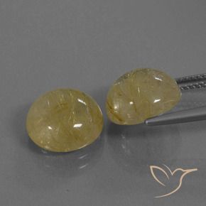 Gemas de Cuarzo rutilo Amarillo terroso natural de 9.84 ct, Redondo, Transparente