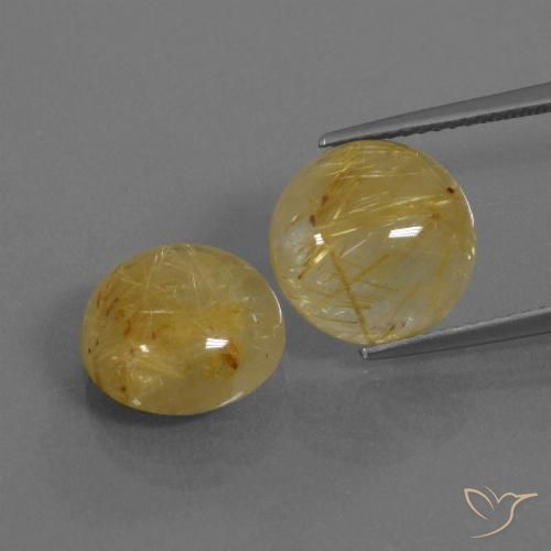 10.91ctw Natural Amarillo medio Cuarzo rutilo, Redondo, Transparente