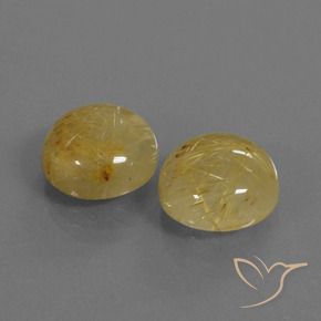 Gemas de Cuarzo rutilo Amarillo medio natural de 10.91 ct, Redondo, Transparente