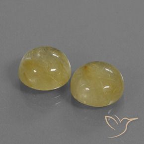 Gemas de Cuarzo rutilo Amarillo medio natural de 10.77 ct, Redondo, Transparente