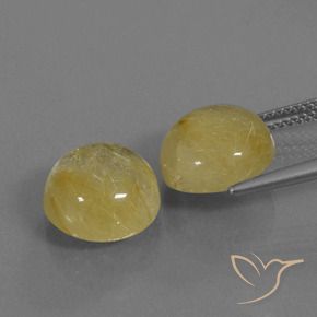 Gemas de Cuarzo rutilo Amarillo medio natural de 10.77 ct, Redondo, Transparente