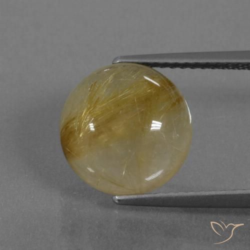 5.40ct Natural Amarillo terroso Cuarzo rutilo, Redondo, Transparente