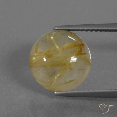 4.61ct Natural Amarillo medio Cuarzo rutilo, Redondo, Transparente