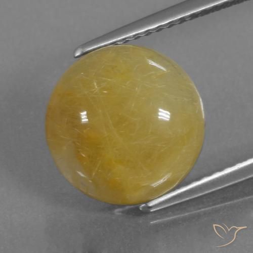 Cuarzo rutilo Amarillo dorado natural de 5.34 ct, Redondo, Translúcido