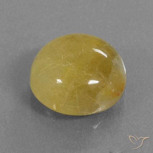 Cuarzo rutilo Amarillo dorado natural de 5.34 ct, Redondo, Translúcido