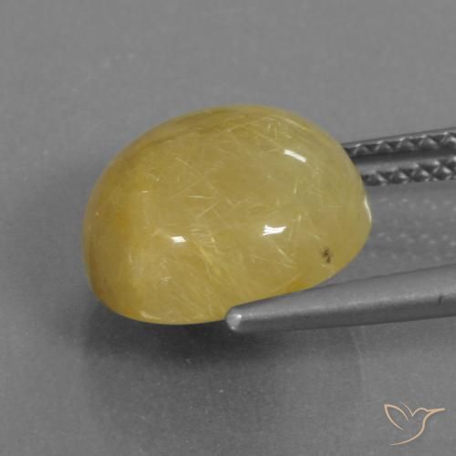 Cuarzo rutilo Amarillo dorado natural de 5.34 ct, Redondo, Translúcido