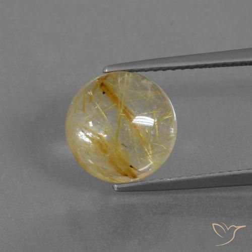 4.57ct Natural Amarillo terroso Cuarzo rutilo, Redondo, Transparente
