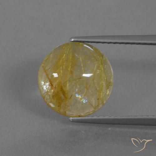 3.68ct Natural Amarillo medio Cuarzo rutilo, Redondo, Transparente
